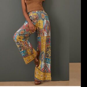 RANNA GILL GIANA Bohemian Wide-Leg Pants size XL